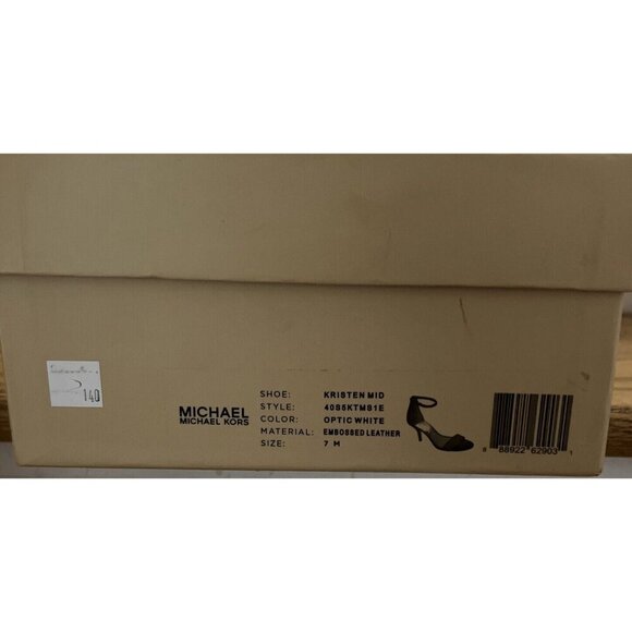 Michael Kors The Jet Set 6 Kristen Mid-Heel Snake-Embossed Sandal US 7 White - Picture 6 of 7